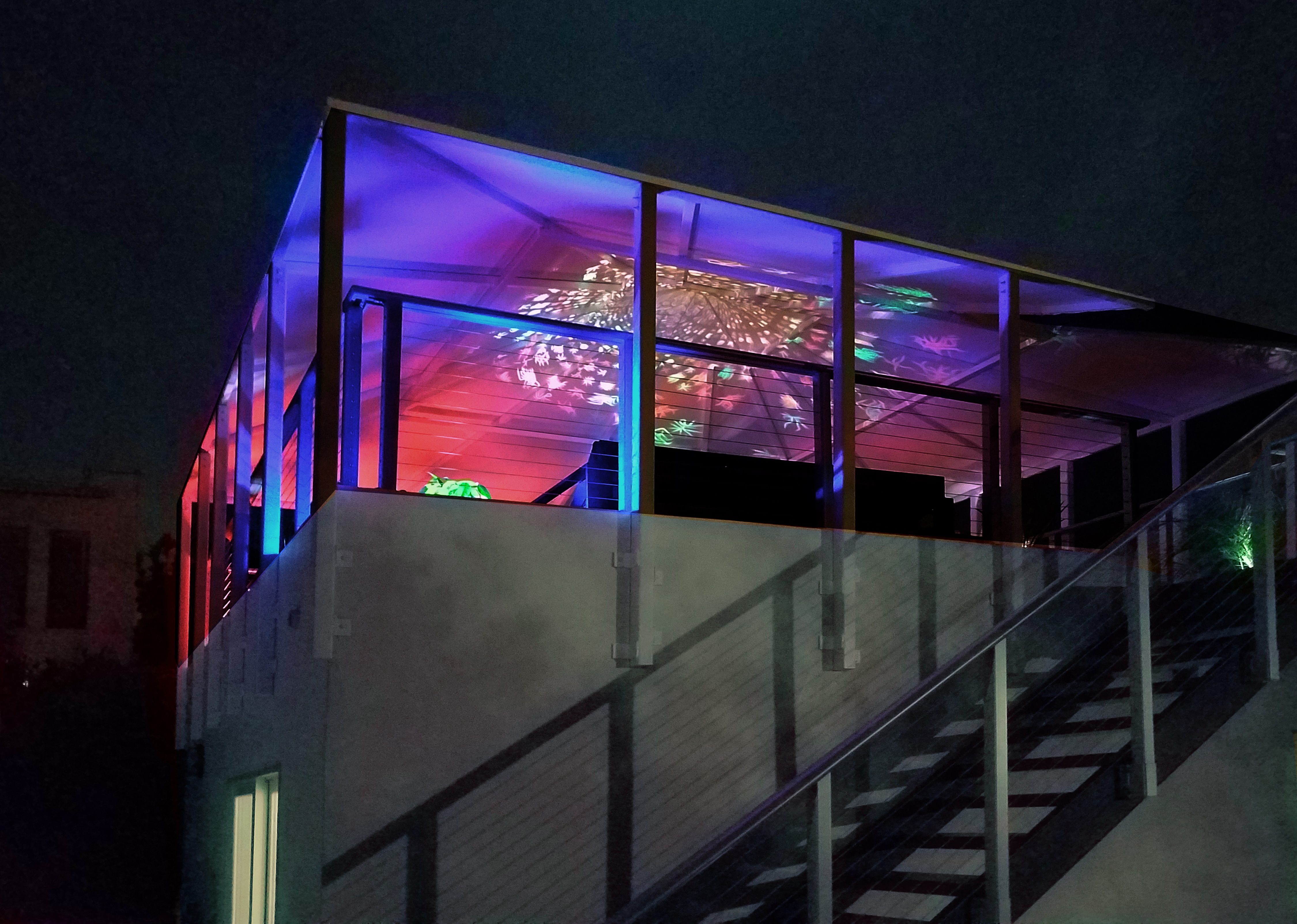 Frederick Abrams Tower West with ceiling animation.